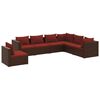 vidaXL Salon de jardin 7 pcs avec coussins R&eacute;sine tress&eacute;e Marron