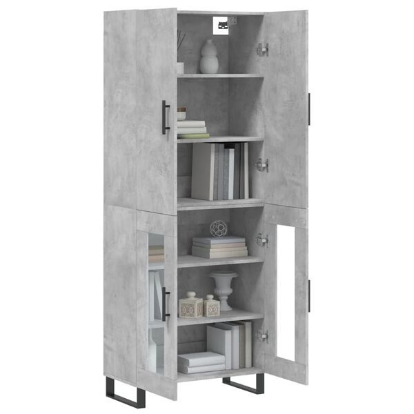 vidaXL Buffet haut Gris b&eacute;ton 69,5x34x180 cm Bois d'ing&eacute;nierie