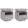 vidaXL Armoires de chevet avec lumi&egrave;res LED 2 pcs sonoma gris