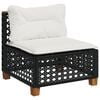 vidaXL Canap&eacute; de jardin sans accoudoirs coussins noir r&eacute;sine tress&eacute;e
