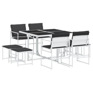 vidaXL Ensemble &agrave; manger de jardin avec coussins 9 pcs blanc textil&egrave;ne