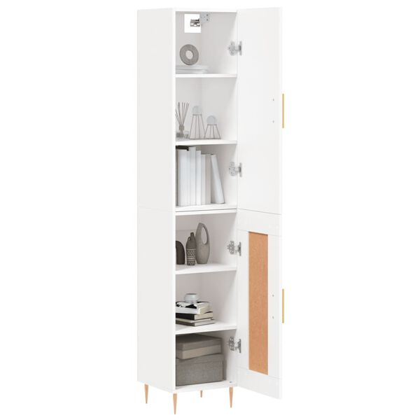 vidaXL Buffet haut Blanc 34,5x34x180 cm Bois d'ing&eacute;nierie