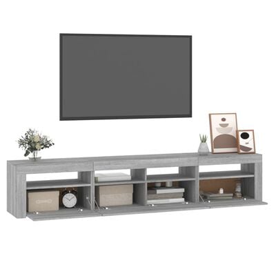 vidaXL Meuble TV avec lumières LED Sonoma gris 210x35x40 cm