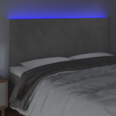 vidaXL Tête de lit à LED Gris clair 200x5x118/128 cm Velours