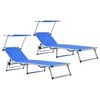 vidaXL Chaises longues pliables et toit lot de 2 Aluminium textil&egrave;ne