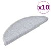 vidaXL Tapis d'escalier 10 pi&egrave;ces 56 x 17 x 3 cm Gris clair Demi-rond
