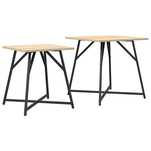 vidaXL Ensemble de tables d'appoint 2 pcs Ch&ecirc;ne Sonoma et noir