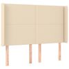 vidaXL T&ecirc;te de lit avec oreilles Cr&egrave;me 147x16x118/128 cm Tissu