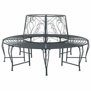 vidaXL Banc d'Arbre 8 -places &Oslash; 160 x 89 cm steel Gris Argent&eacute; Rond