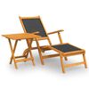 vidaXL Chaise longue d'ext&eacute;rieur avec table Acacia massif et textil&egrave;ne