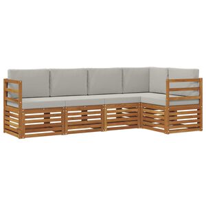 vidaXL Ensemble de canap&eacute;s d'ext&eacute;rieur 5 pc Gris Naturel et Clair