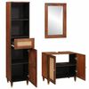 vidaXL Cabinet de salle de bain avec tiroir 3 pcs Marron et Noir