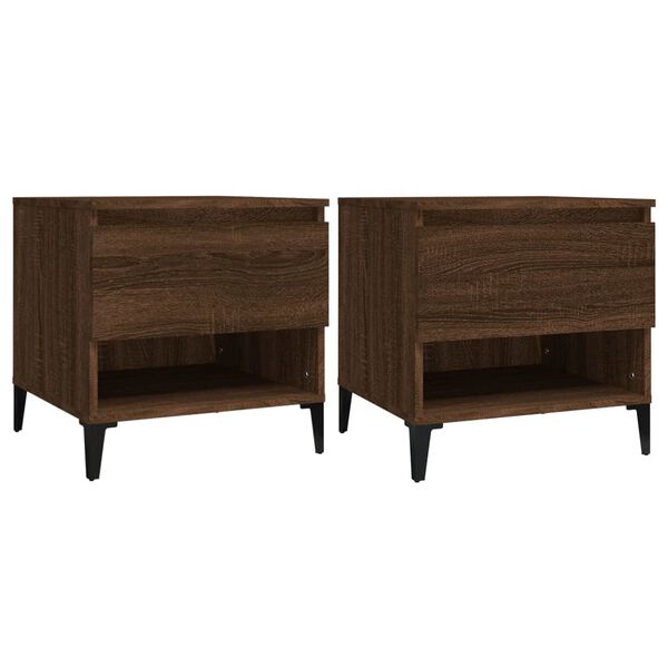 vidaXL Tables d'appoint 2 pcs Ch&ecirc;ne marron 50x46x50 cm Bois ing&eacute;nierie
