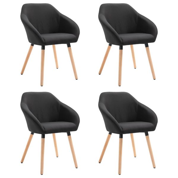 vidaXL Chaises à manger lot de 4 noir tissu