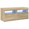 vidaXL Meuble TV avec lumi&egrave;res LED ch&ecirc;ne sonoma 90x35x40 cm