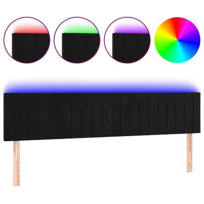 vidaXL Tête de lit à LED Noir 180x5x78/88 cm Velours