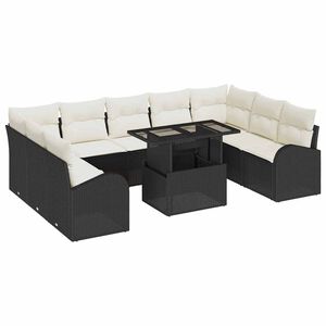 vidaXL Ensemble de canap&eacute; de jardin 10 pc Noir Poly rotin