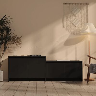 vidaXL Meuble TV Noir 146,5x35x50 cm Bois d'ingénierie