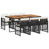 vidaXL Ensemble &agrave; manger de jardin coussins 7 pcs noir r&eacute;sine tress&eacute;e