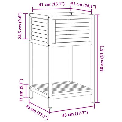 vidaXL Jardinière et étagère 45x45x80 cm bois massif d'acacia et acier