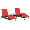 vidaXL Chaises longues lot de 2 avec table marron résine tressée
