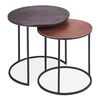 Rousseau Ensemble de tables d'appoint 2pcs Livios M&eacute;tal Gris et cuivre
