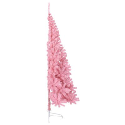 vidaXL Demi sapin de Noël artificiel avec support Rose 180 cm PVC