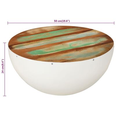 vidaXL Table basse en forme de bol blanc bois de récupération massif