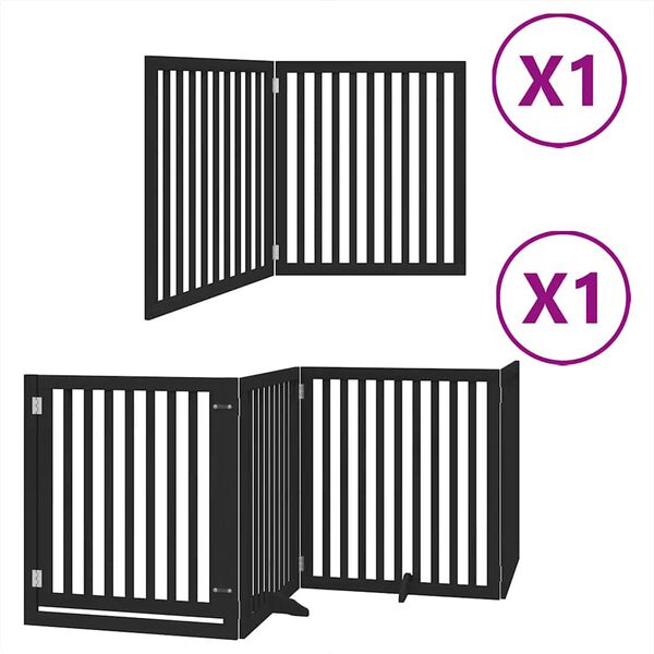 vidaXL Barri&egrave;re pour chien porte pliable 6 panneaux noir bois peuplier