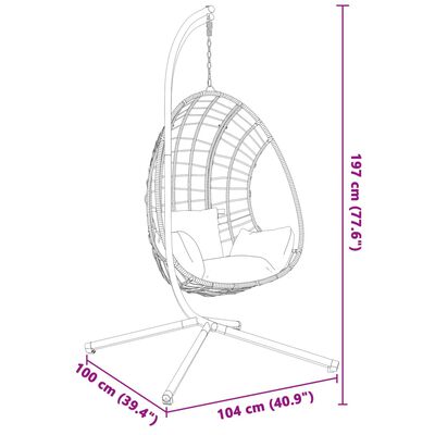 vidaXL Support de chaise suspendue en forme d'œuf anthracite acier