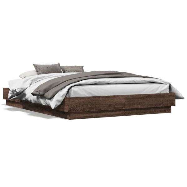 vidaXL Cadre de lit sans matelas ch&ecirc;ne marron 135x190 cm