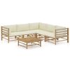 vidaXL Salon de jardin 6 pcs avec coussins blanc cr&egrave;me bambou