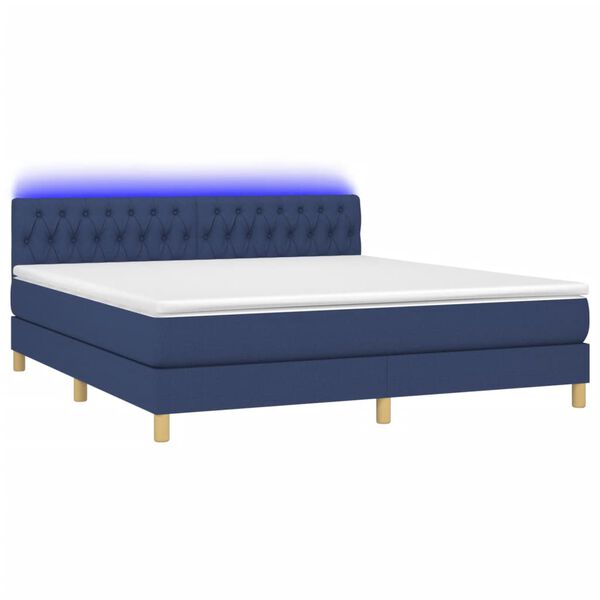 vidaXL Sommier &agrave; lattes de lit avec matelas LED Bleu 160x200 cm Tissu