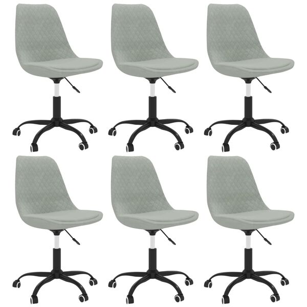 vidaXL Chaises pivotantes &agrave; manger lot de 6 Gris clair Tissu