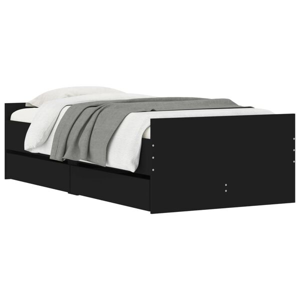vidaXL Cadre de lit avec tiroirs sans matelas noir 90x200 cm