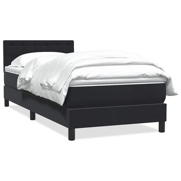 vidaXL Sommier &agrave; lattes de lit avec matelas noir 90x220 cm velours