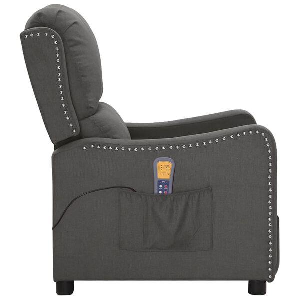 vidaXL Fauteuil de massage inclinable Gris fonc&eacute; Tissu