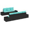 vidaXL Ensemble de canap&eacute; de jardin 8 pc Noir et turquoise polyrotin