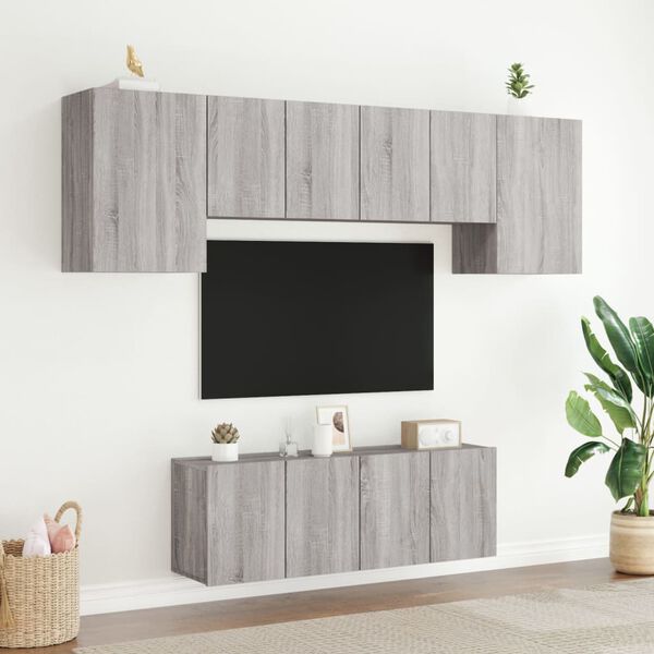 vidaXL Unit&eacute;s murales TV 6 pcs sonoma gris bois d'ing&eacute;nierie
