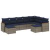 vidaXL Ensemble de canap&eacute; de jardin 9 pcs avec coussins gris r&eacute;sine tress&eacute;e