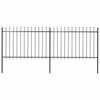 vidaXL Cl&ocirc;ture de jardin avec dessus en forme de lance en acier 337 x 120 cm Noir