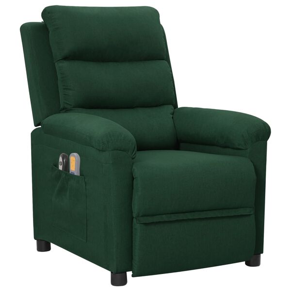 vidaXL Fauteuil électrique de massage Vert foncé Tissu