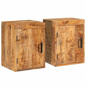 vidaXL Table de chevet 2 pc Marron 35 x 33 x 48 cm