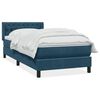 vidaXL Sommier &agrave; lattes de lit et matelas bleu fonc&eacute; 100x210cm velours