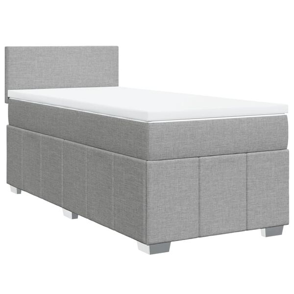 vidaXL Sommier &agrave; lattes de lit et matelas Gris clair 90x190 cm Tissu