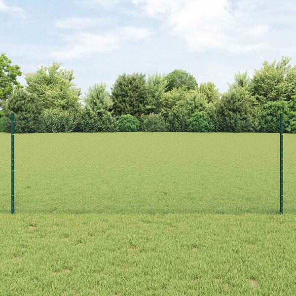 vidaXL Cl&ocirc;ture avec poteau Vert 0,8 x 10 m Acier et PVC
