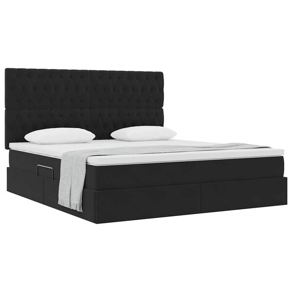 vidaXL Lit avec rangement et matelas Noir 180 x 200 cm Velours