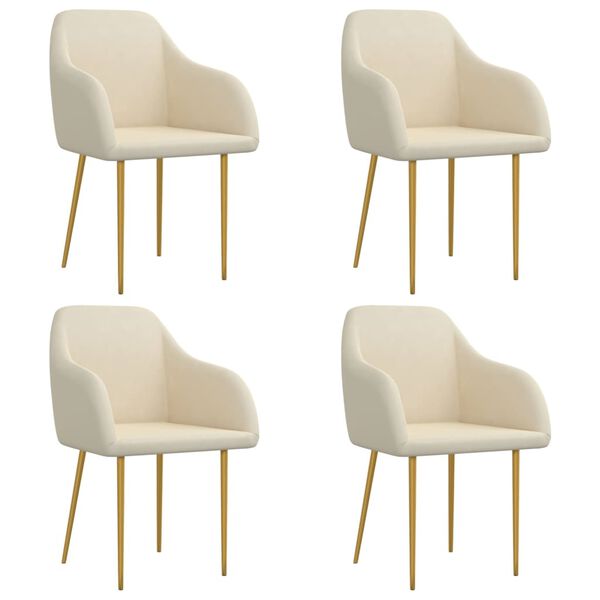 vidaXL Chaises &agrave; manger lot de 4 Cr&egrave;me Velours