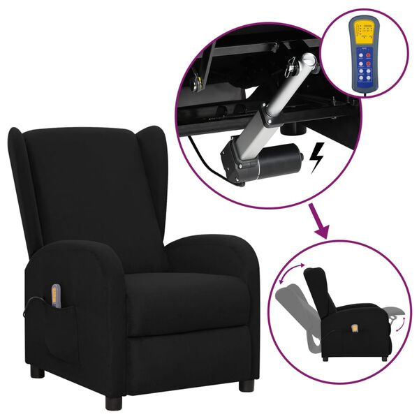 vidaXL Fauteuil de massage Noir Tissu