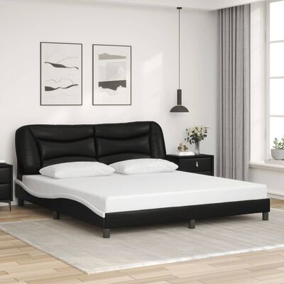 vidaXL Cadre de lit avec LED sans matelas noir et blanc 180x200 cm